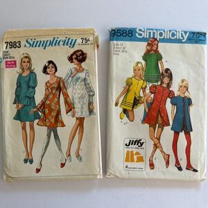 Vintage Sewing Pattern Lot, 50s, 60s, 70s, 2pc, Simplicity 7983, 9588
